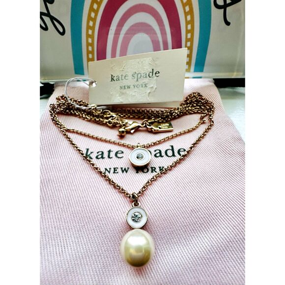 NEW Kate Spade Pearly Delight Pendant Necklace, Rose Gold Plated - Picture 5 of 6